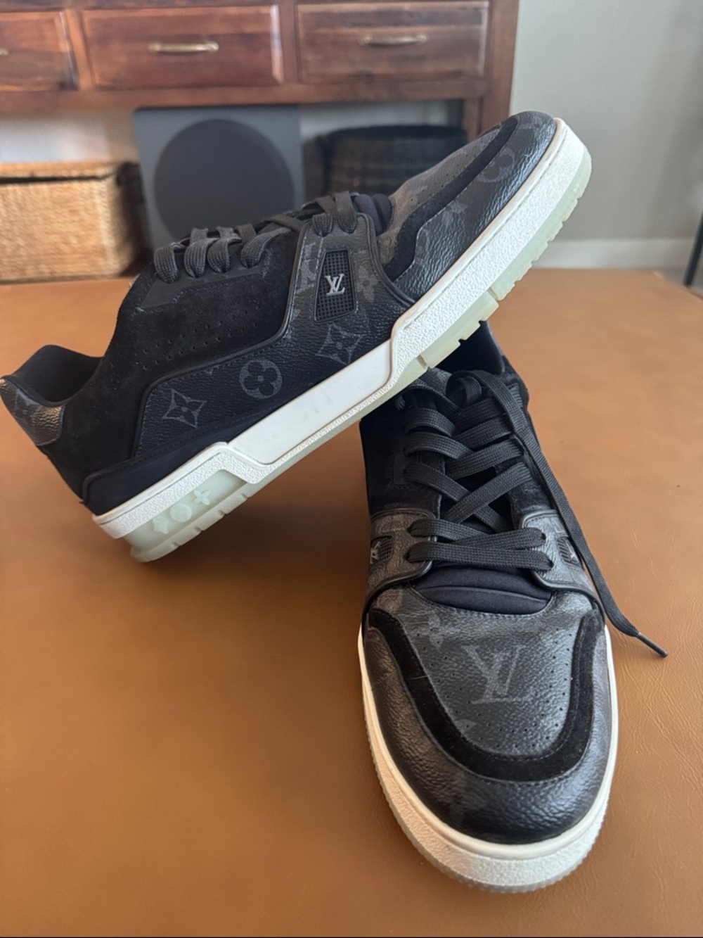 Louis Vuitton Black Monogram Low-Top Sneakers - Picture 2 of 4
